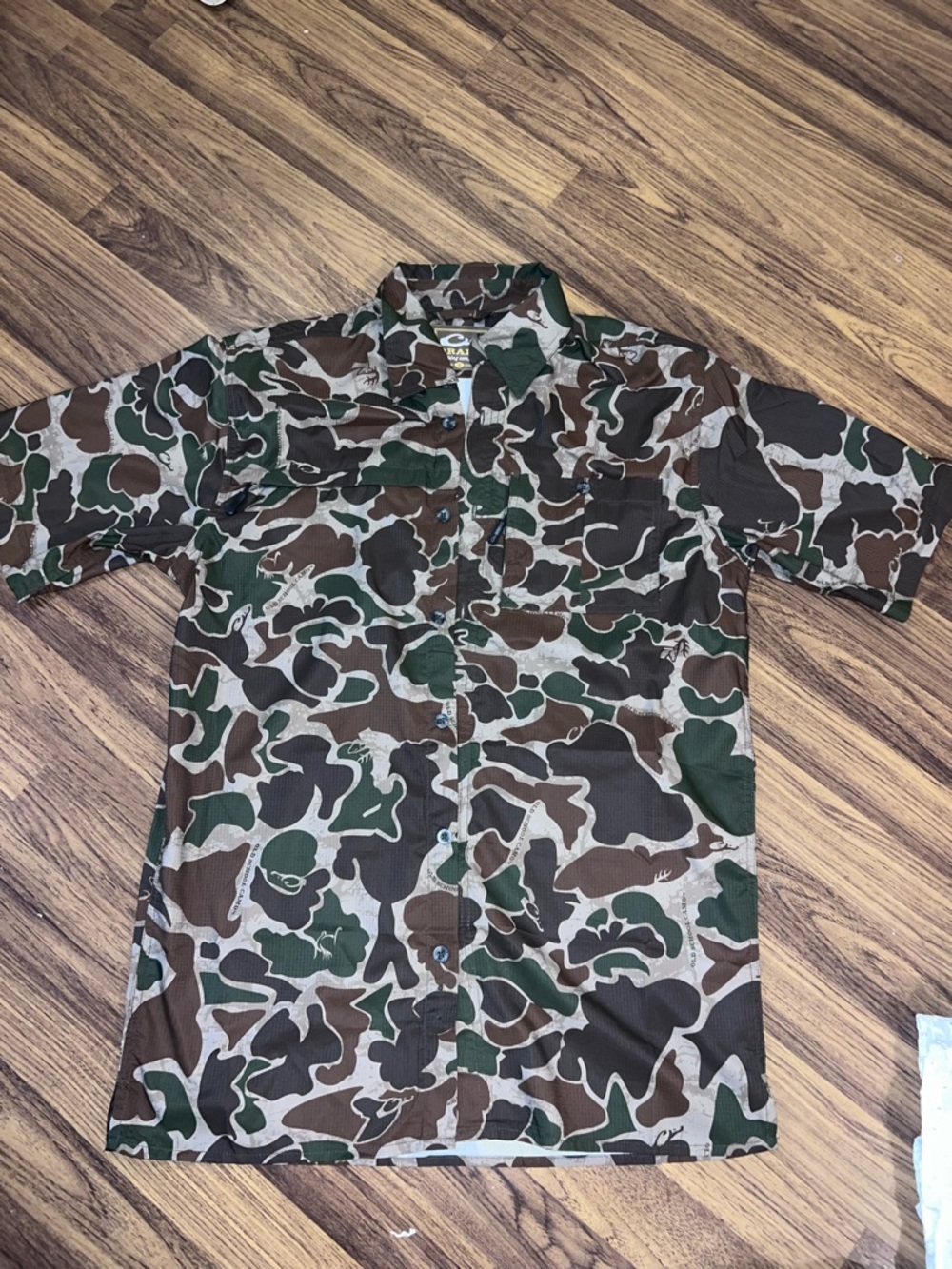Drake Camo Button-Up Shirt in Green, Brown, Tan